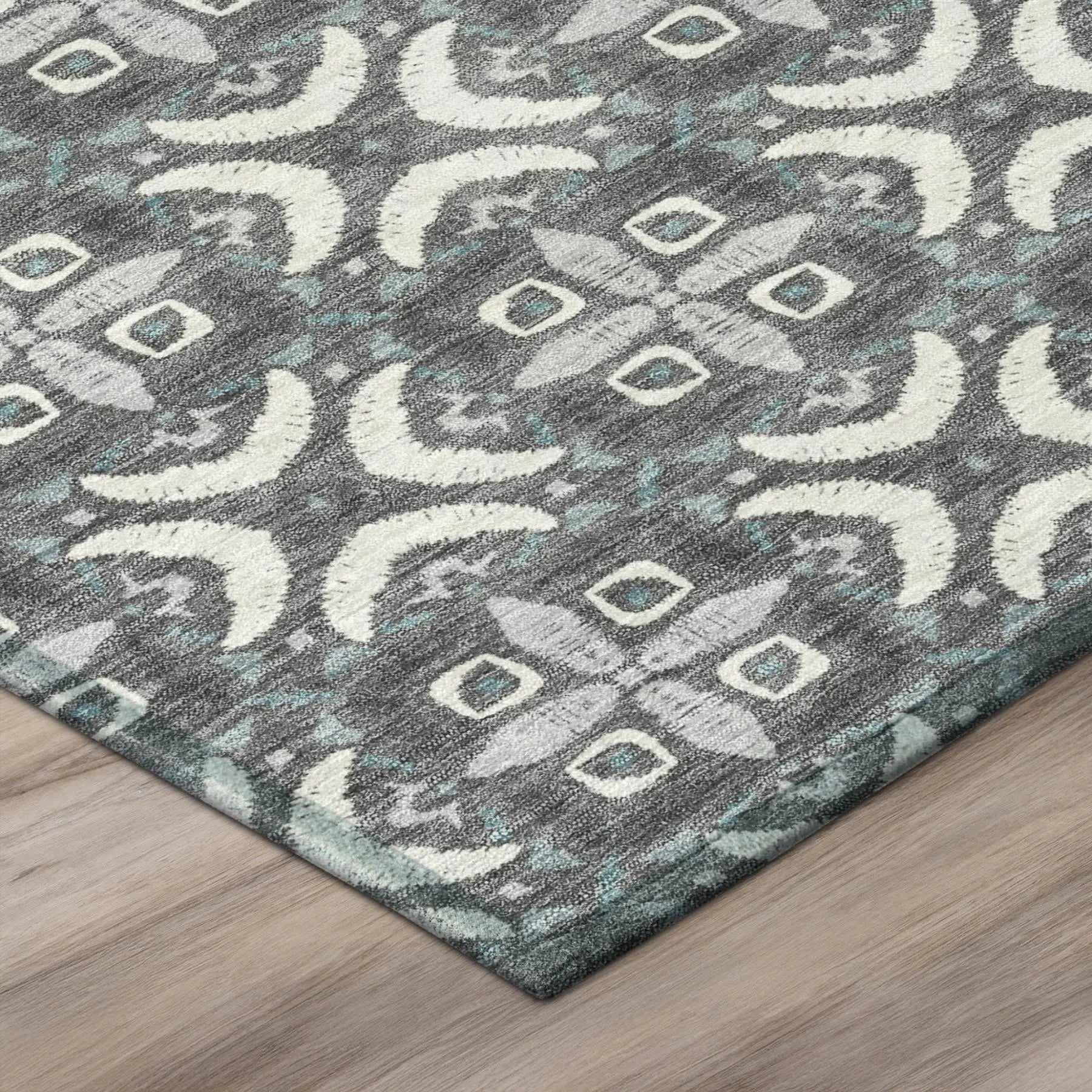 8' X 10' Gray And Graphite Geometric Washable Indoor Outdoor Area Rug Homeroots Outdoor