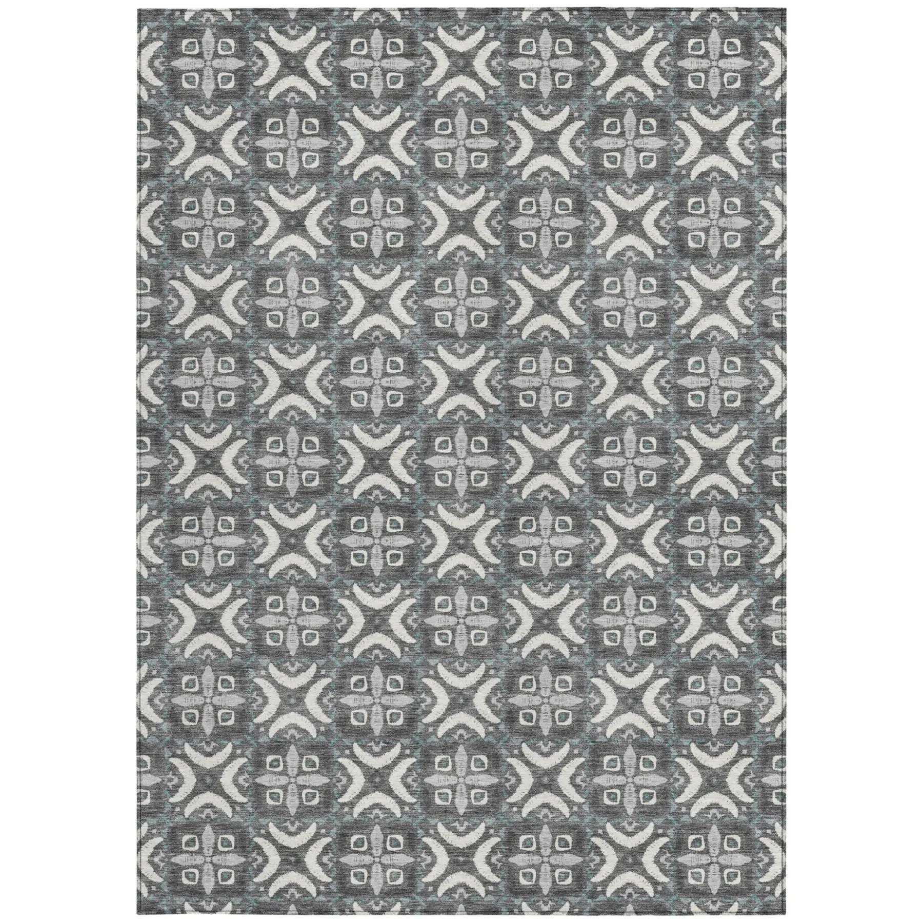 8' X 10' Gray And Graphite Geometric Washable Indoor Outdoor Area Rug Homeroots Outdoor