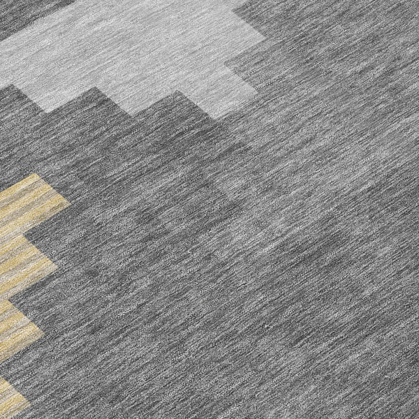 8' X 10' Gray And Graphite Geometric Washable Indoor Outdoor Area Rug Homeroots Outdoor