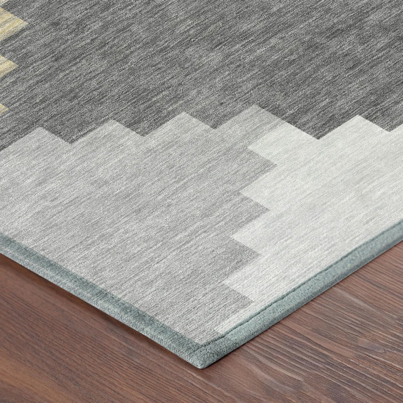 8' X 10' Gray And Graphite Geometric Washable Indoor Outdoor Area Rug Homeroots Outdoor