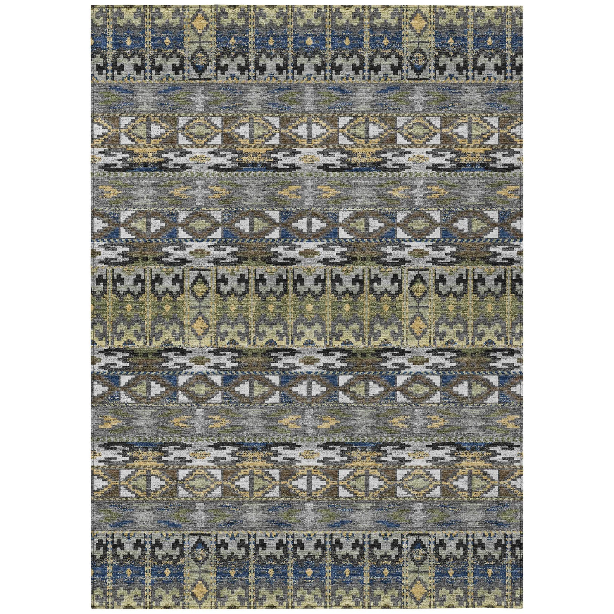 8' X 10' Gray And Graphite Geometric Washable Indoor Outdoor Area Rug Homeroots Outdoor
