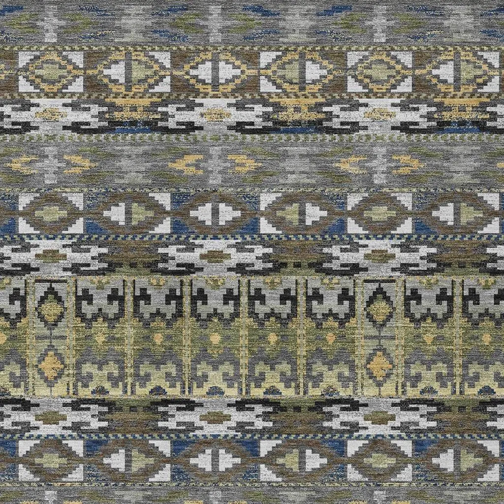 8' X 10' Gray And Graphite Geometric Washable Indoor Outdoor Area Rug Homeroots Outdoor