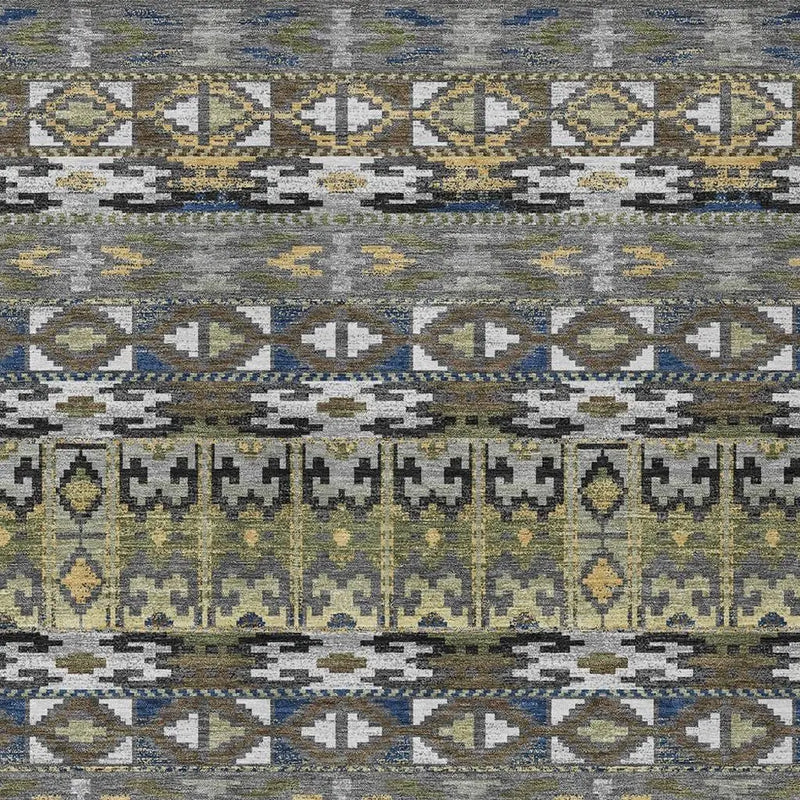 8' X 10' Gray And Graphite Geometric Washable Indoor Outdoor Area Rug Homeroots Outdoor