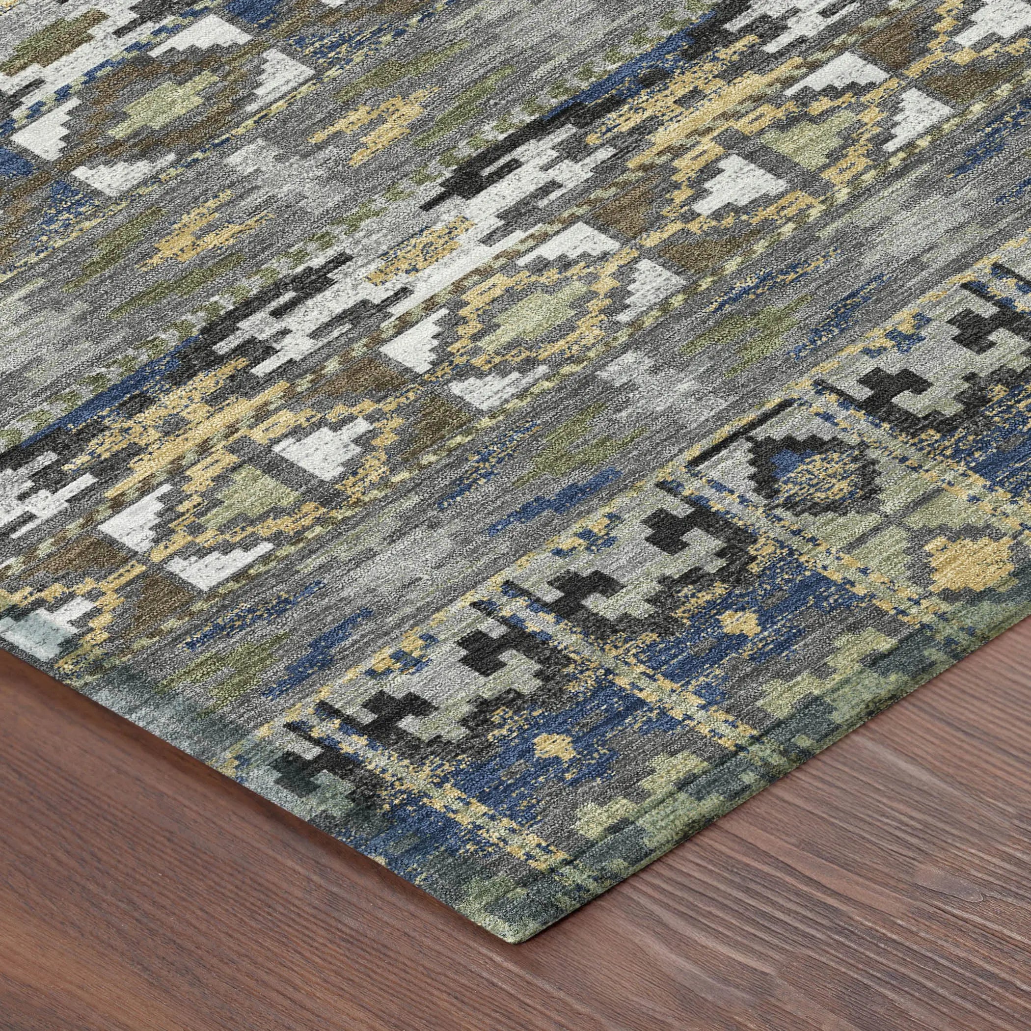 8' X 10' Gray And Graphite Geometric Washable Indoor Outdoor Area Rug Homeroots Outdoor