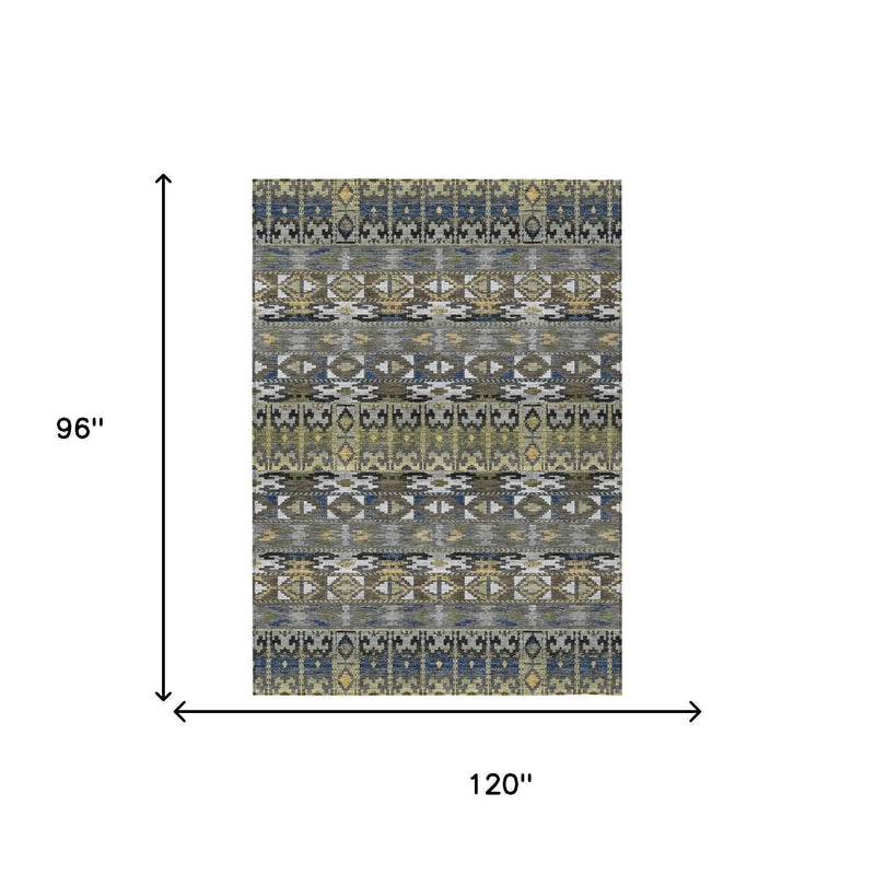 8' X 10' Gray And Graphite Geometric Washable Indoor Outdoor Area Rug Homeroots Outdoor