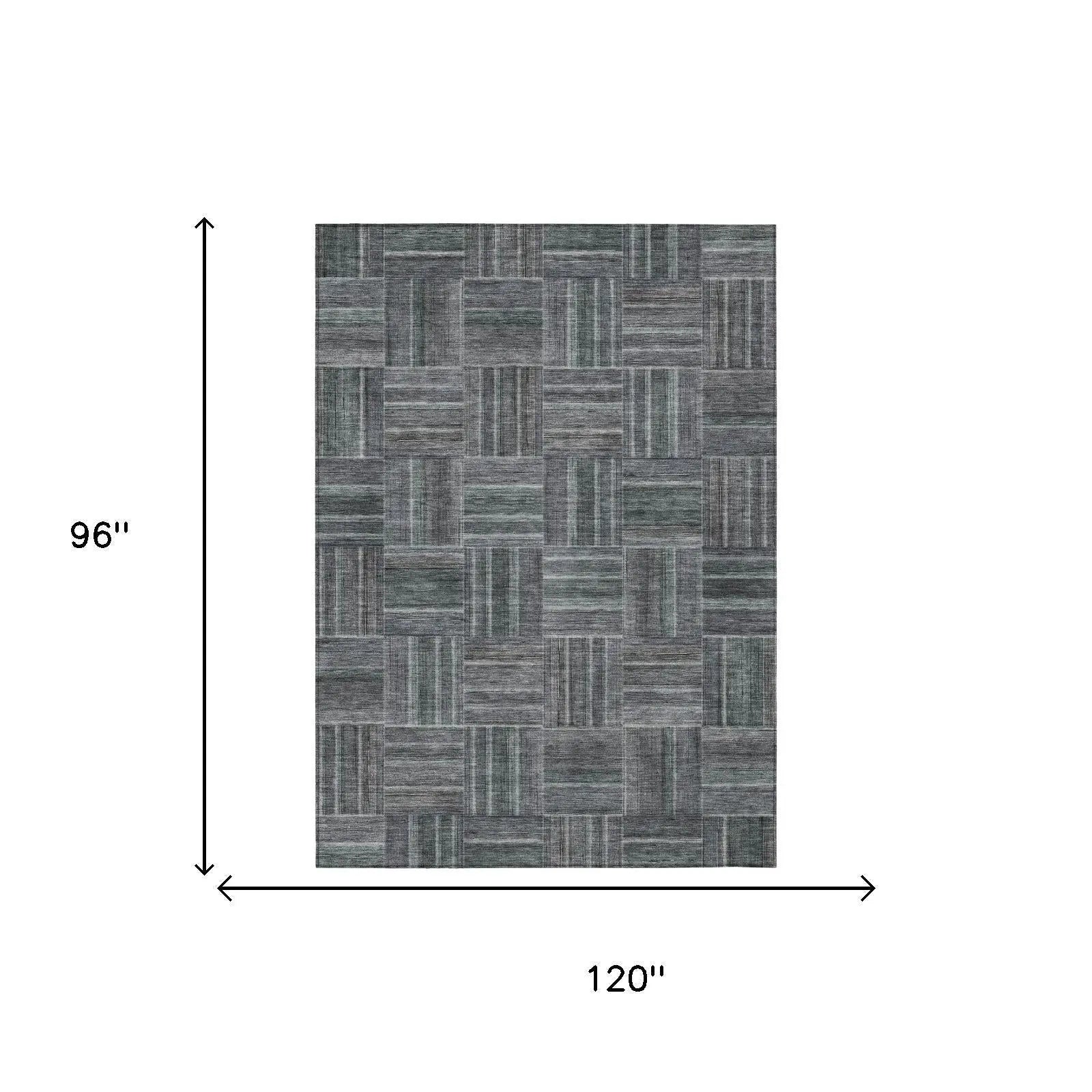 8' X 10' Gray And Graphite Geometric Washable Indoor Outdoor Area Rug Homeroots Outdoor