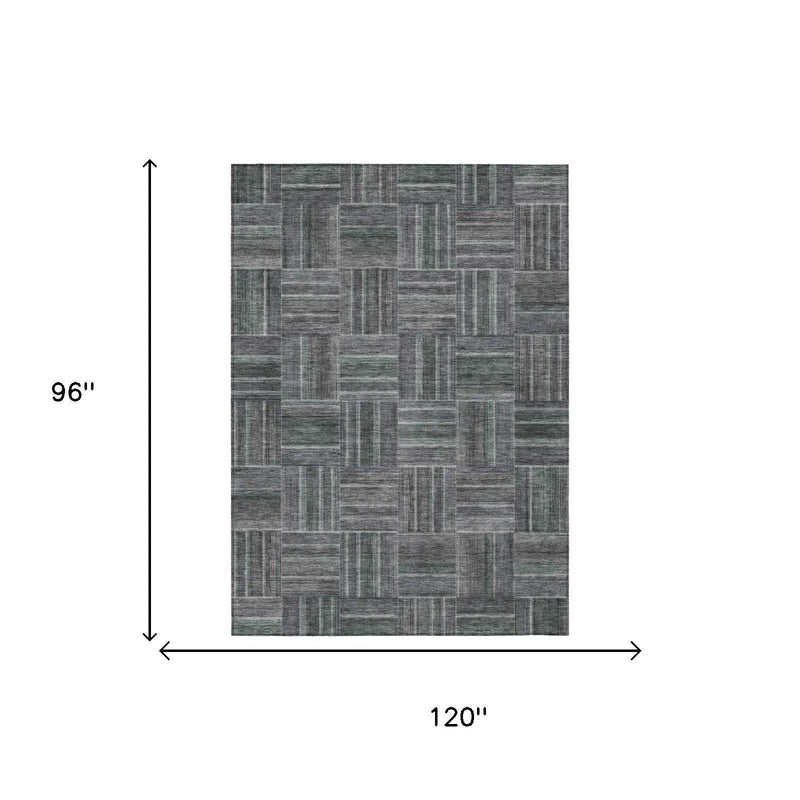 8' X 10' Gray And Graphite Geometric Washable Indoor Outdoor Area Rug Homeroots Outdoor