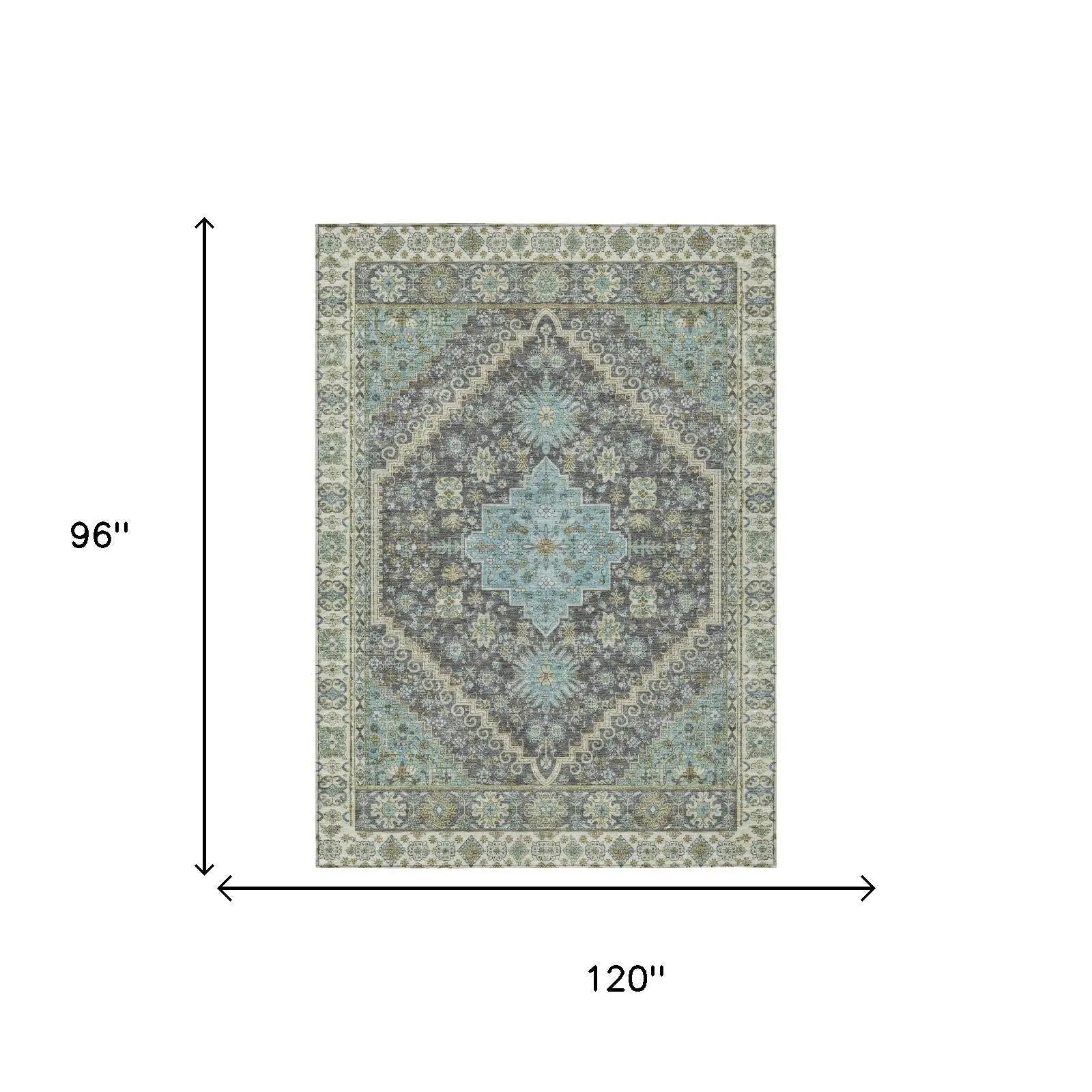 8' X 10' Gray And Graphite Oriental Washable Indoor Outdoor Area Rug Homeroots Outdoor