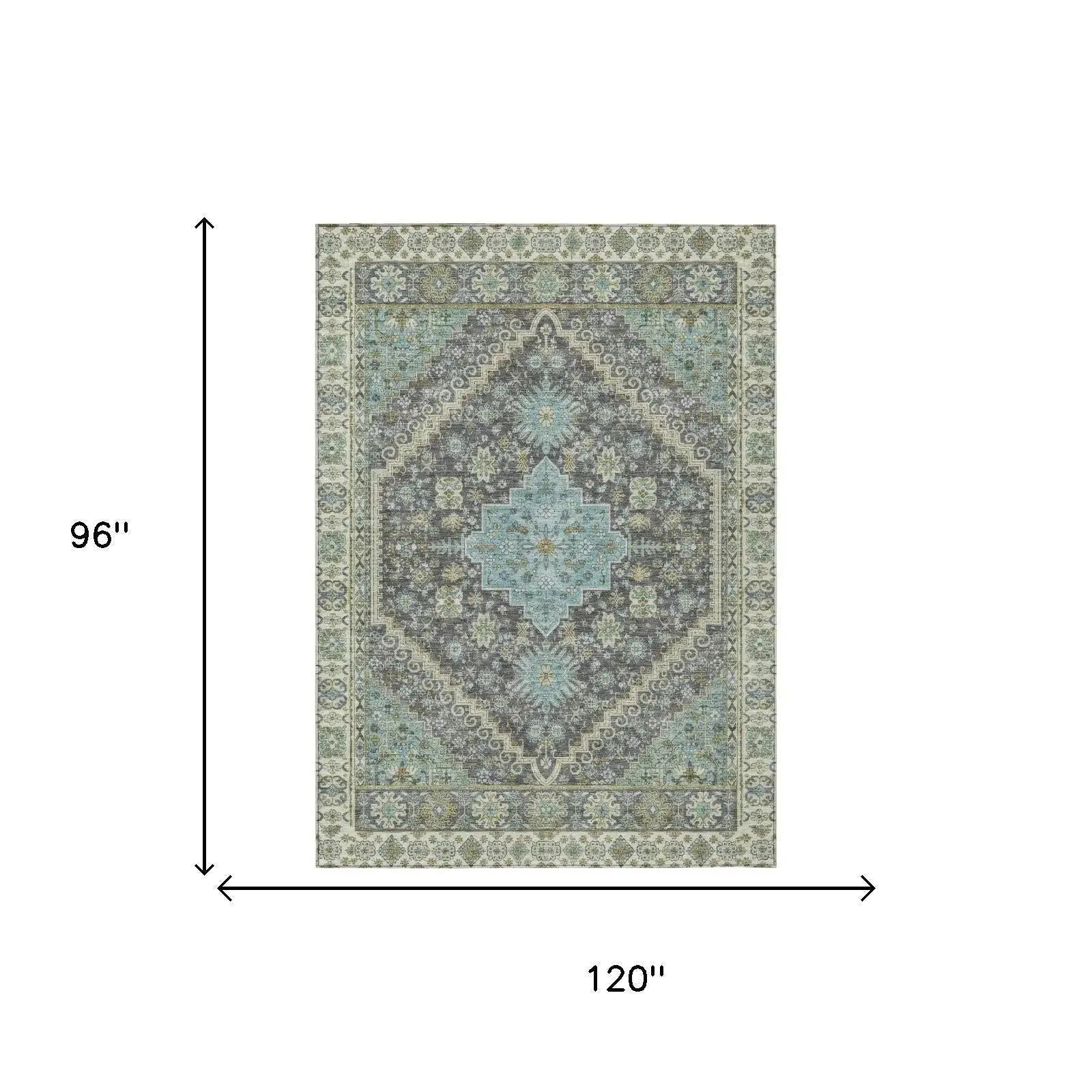 8' X 10' Gray And Graphite Oriental Washable Indoor Outdoor Area Rug Homeroots Outdoor