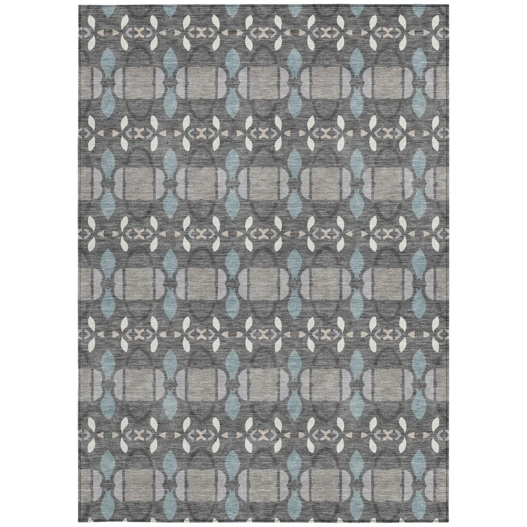 8' X 10' Gray And Graphite Striped Washable Indoor Outdoor Area Rug Homeroots Outdoor