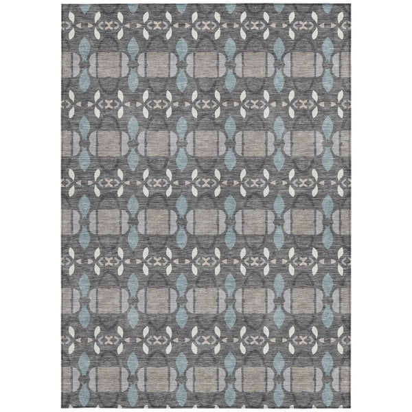 8' X 10' Gray And Graphite Striped Washable Indoor Outdoor Area Rug Homeroots Outdoor