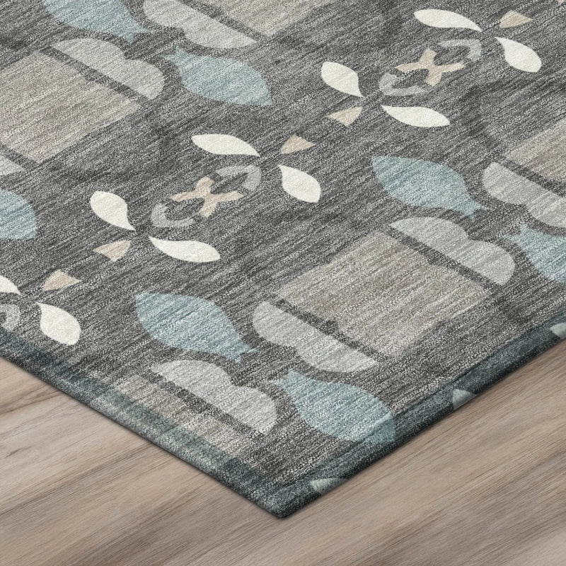 8' X 10' Gray And Graphite Striped Washable Indoor Outdoor Area Rug Homeroots Outdoor