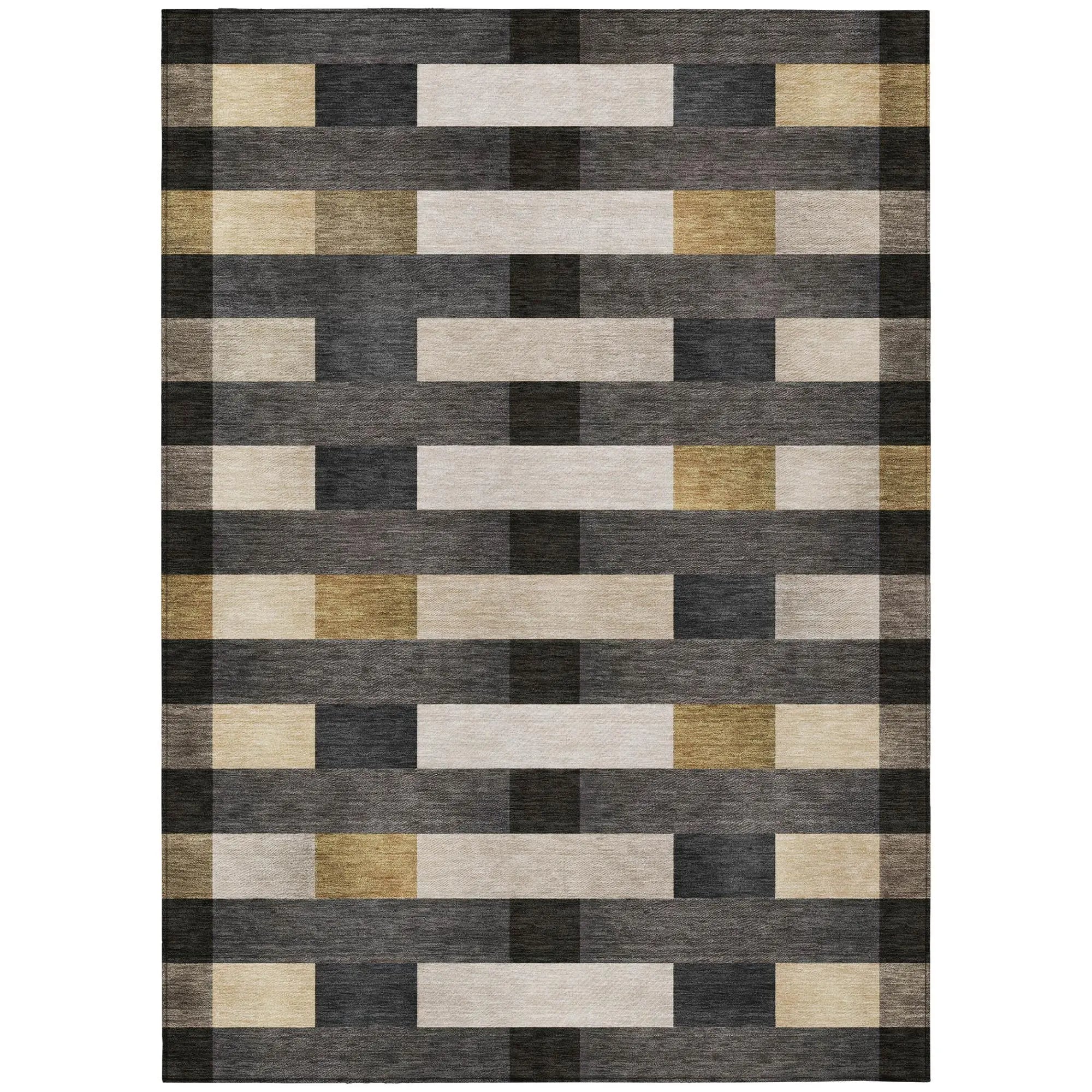 8' X 10' Gray And Graphite Striped Washable Indoor Outdoor Area Rug Homeroots Outdoor