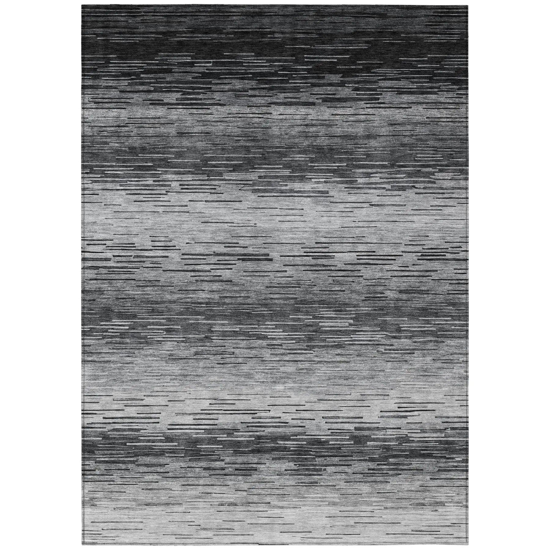 8' X 10' Gray And Graphite Striped Washable Indoor Outdoor Area Rug Homeroots Outdoor