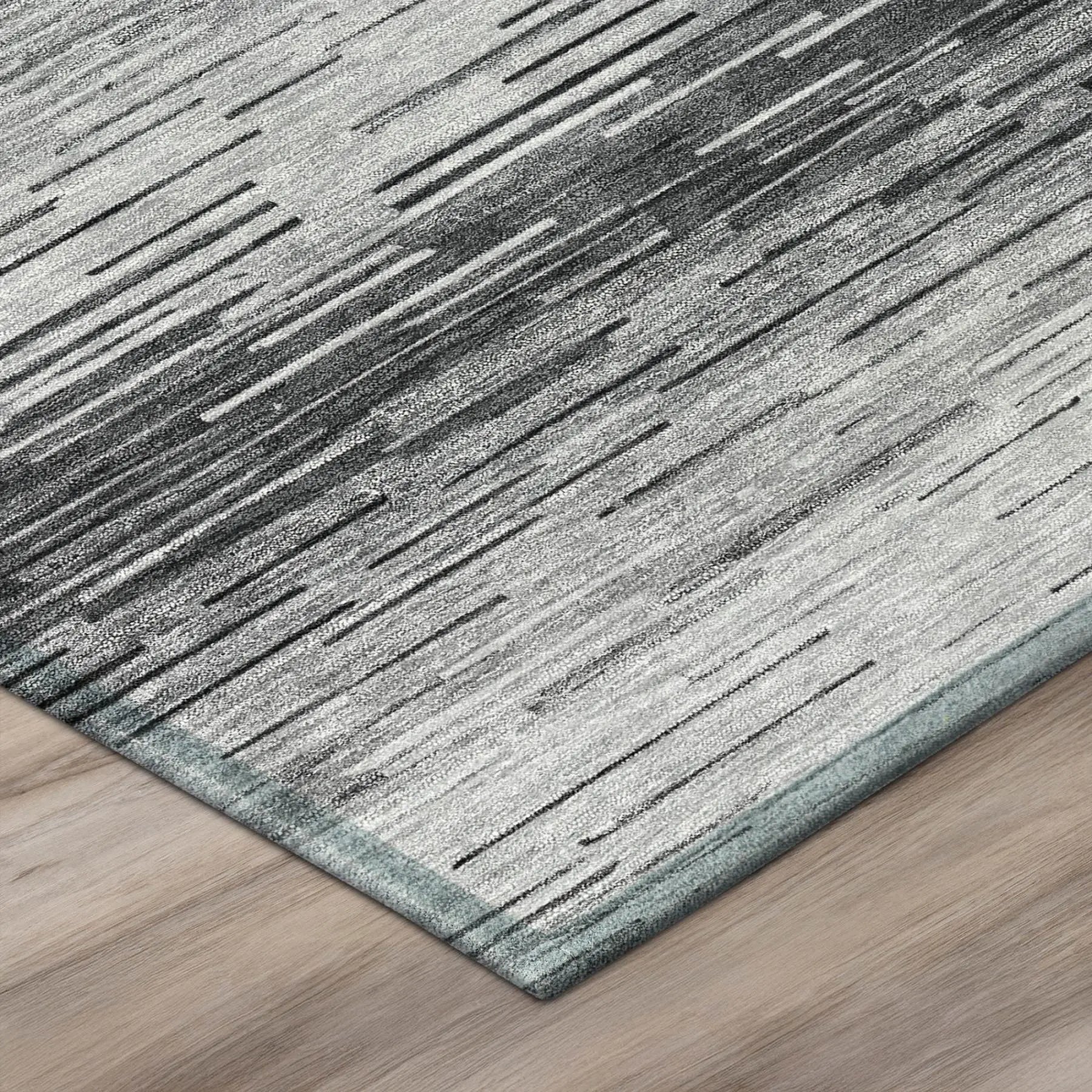 8' X 10' Gray And Graphite Striped Washable Indoor Outdoor Area Rug Homeroots Outdoor