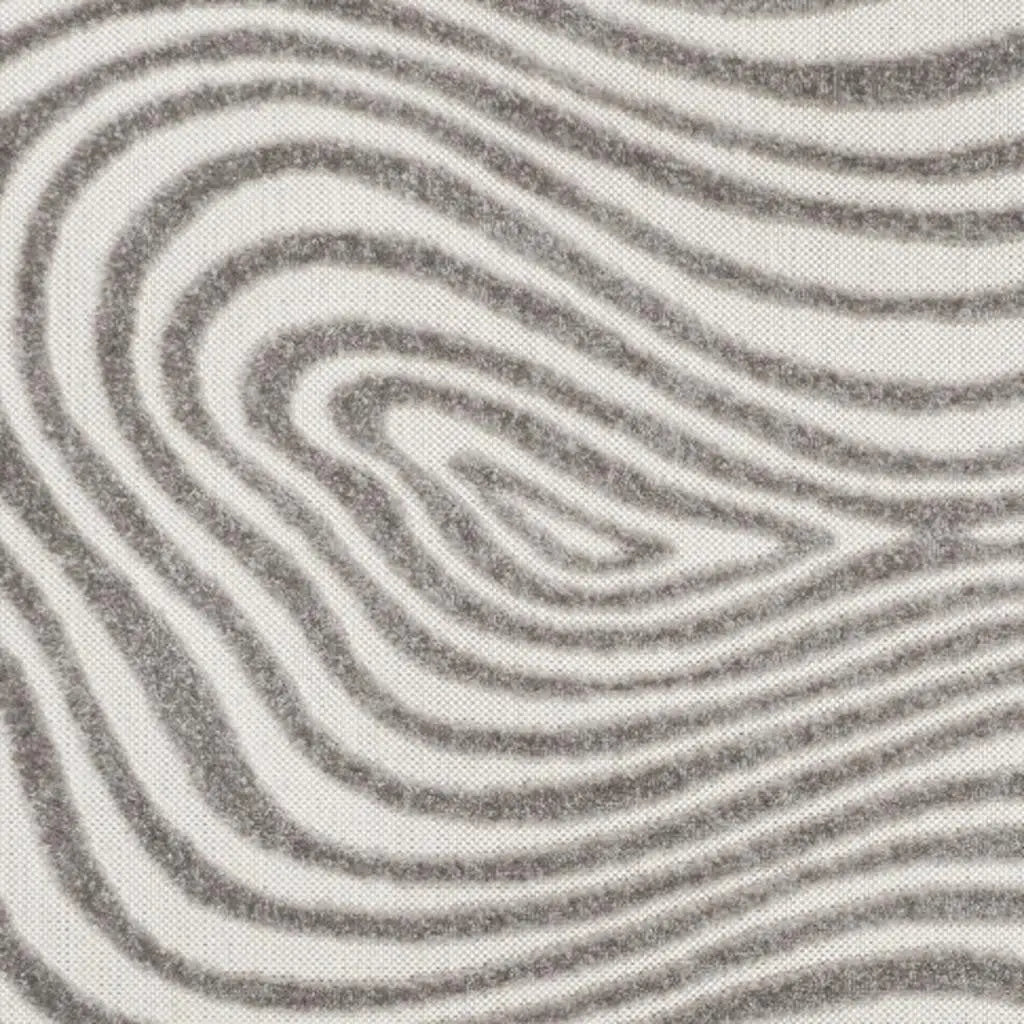 8' X 10' Gray And Ivory Abstract Indoor Outdoor Area Rug - GreatEagleInc