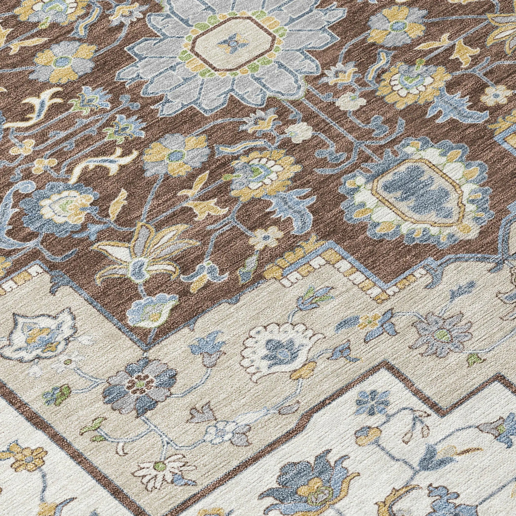 8' X 10' Gray And Ivory Floral Medallion Washable Indoor Outdoor Area Rug Homeroots Outdoor