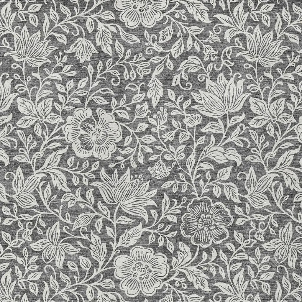8' X 10' Gray And Ivory Floral Washable Indoor Outdoor Area Rug Homeroots Outdoor