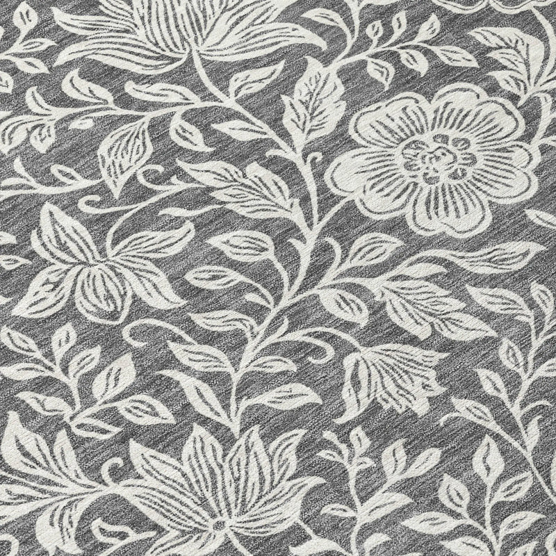 8' X 10' Gray And Ivory Floral Washable Indoor Outdoor Area Rug Homeroots Outdoor