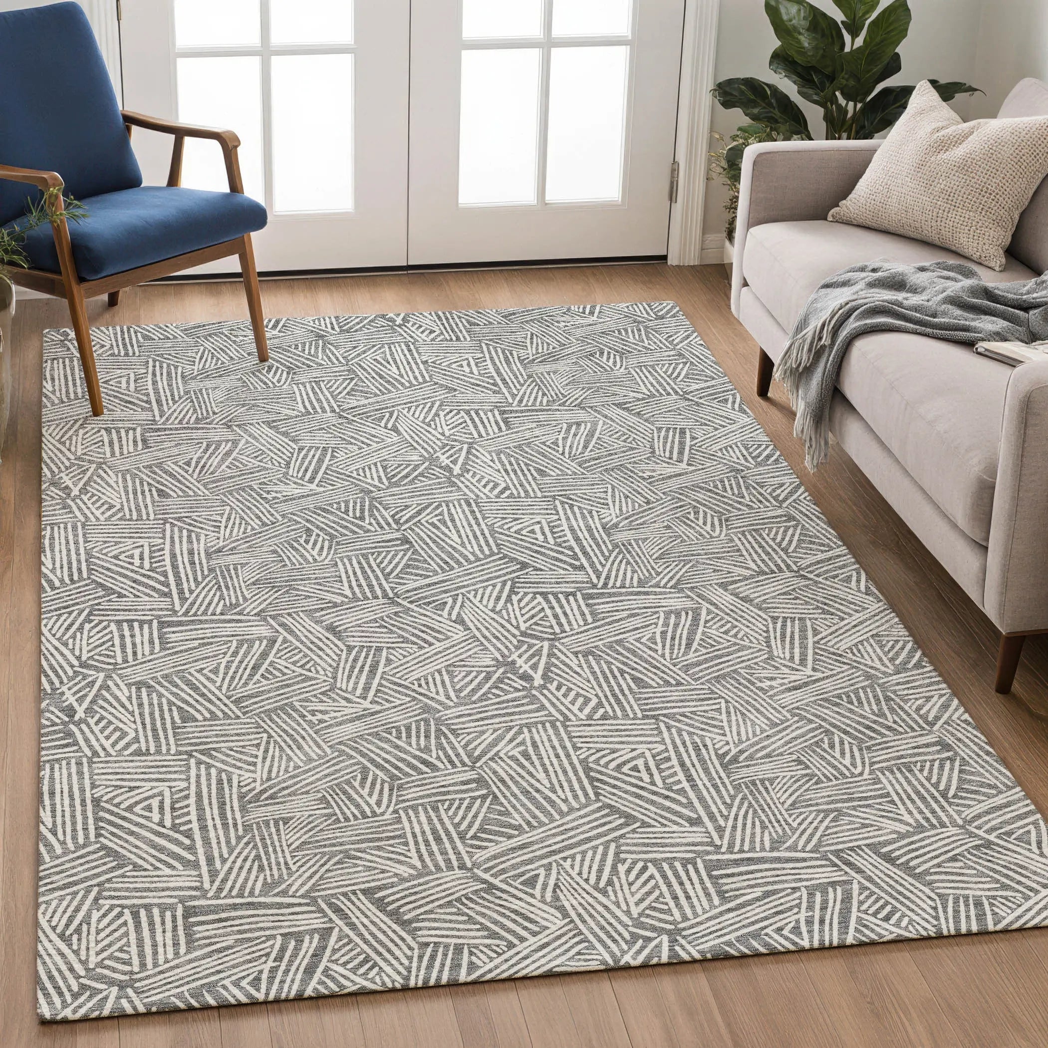 8' X 10' Gray And Ivory Geometric Washable Indoor Outdoor Area Rug Homeroots Outdoor