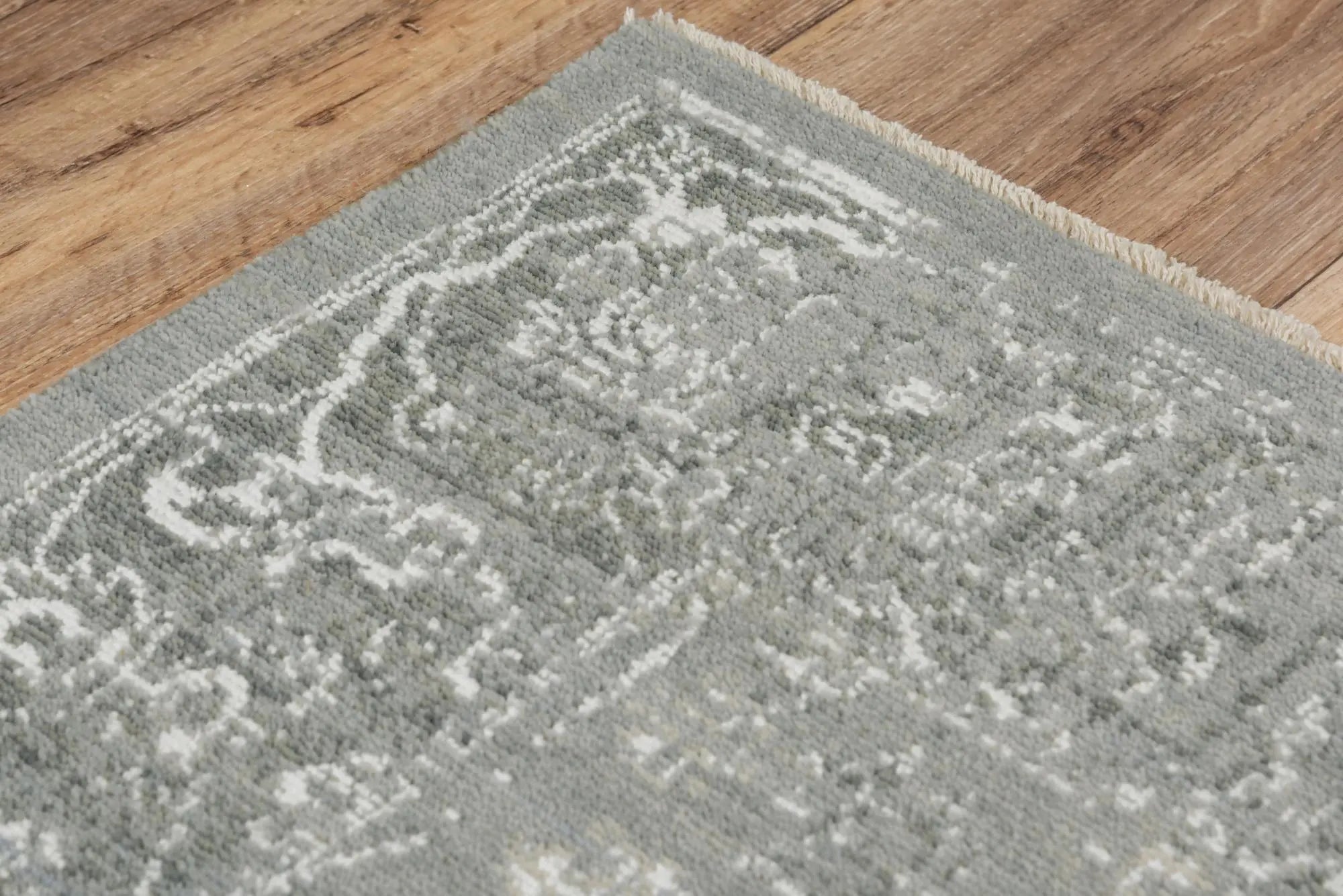 8' X 10' Gray And Ivory New Zealand Lambs Wool Oriental Hand Carved Handmade Area Rug Homeroots Home Decor