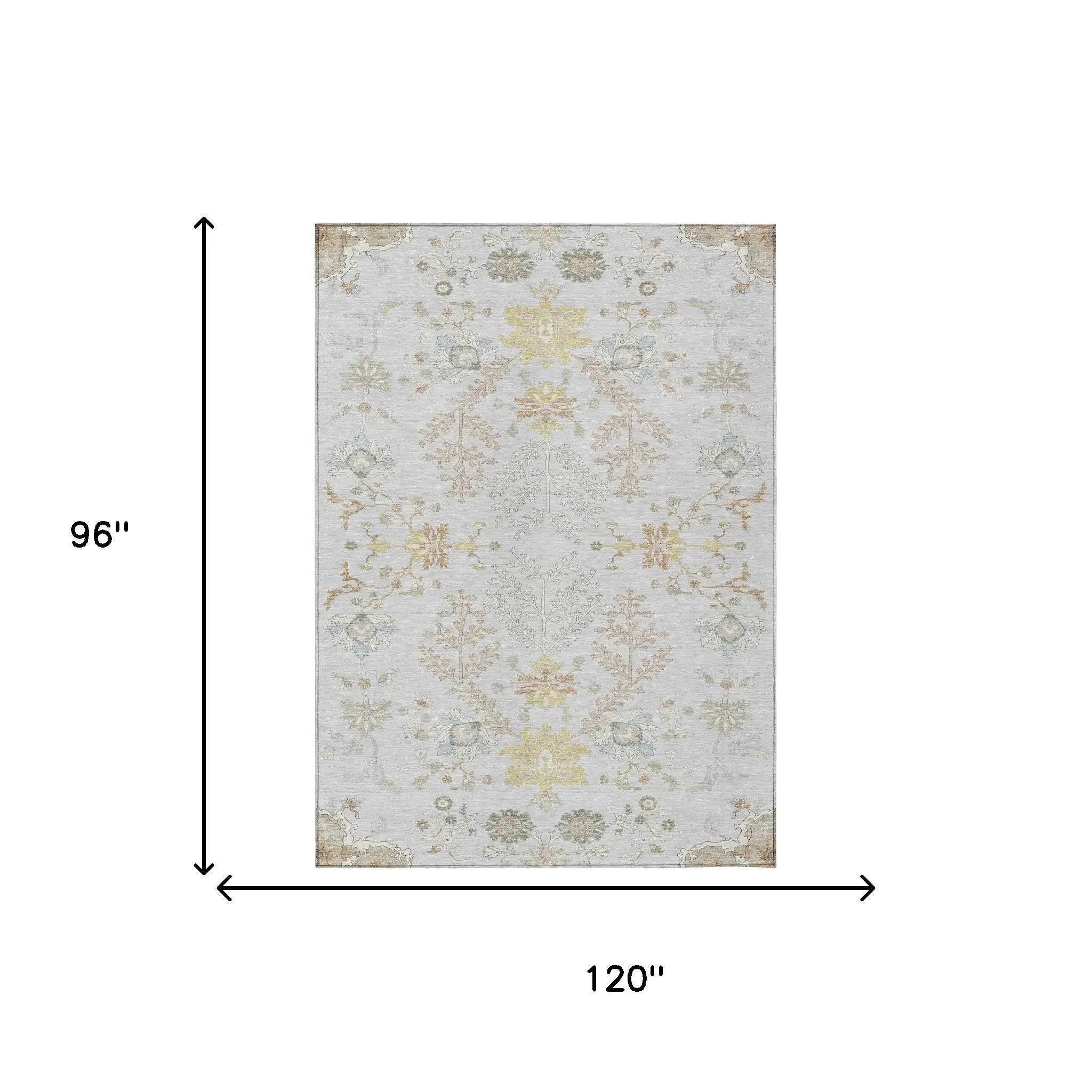 8' X 10' Gray And Ivory Oriental Washable Indoor Outdoor Area Rug Homeroots Outdoor