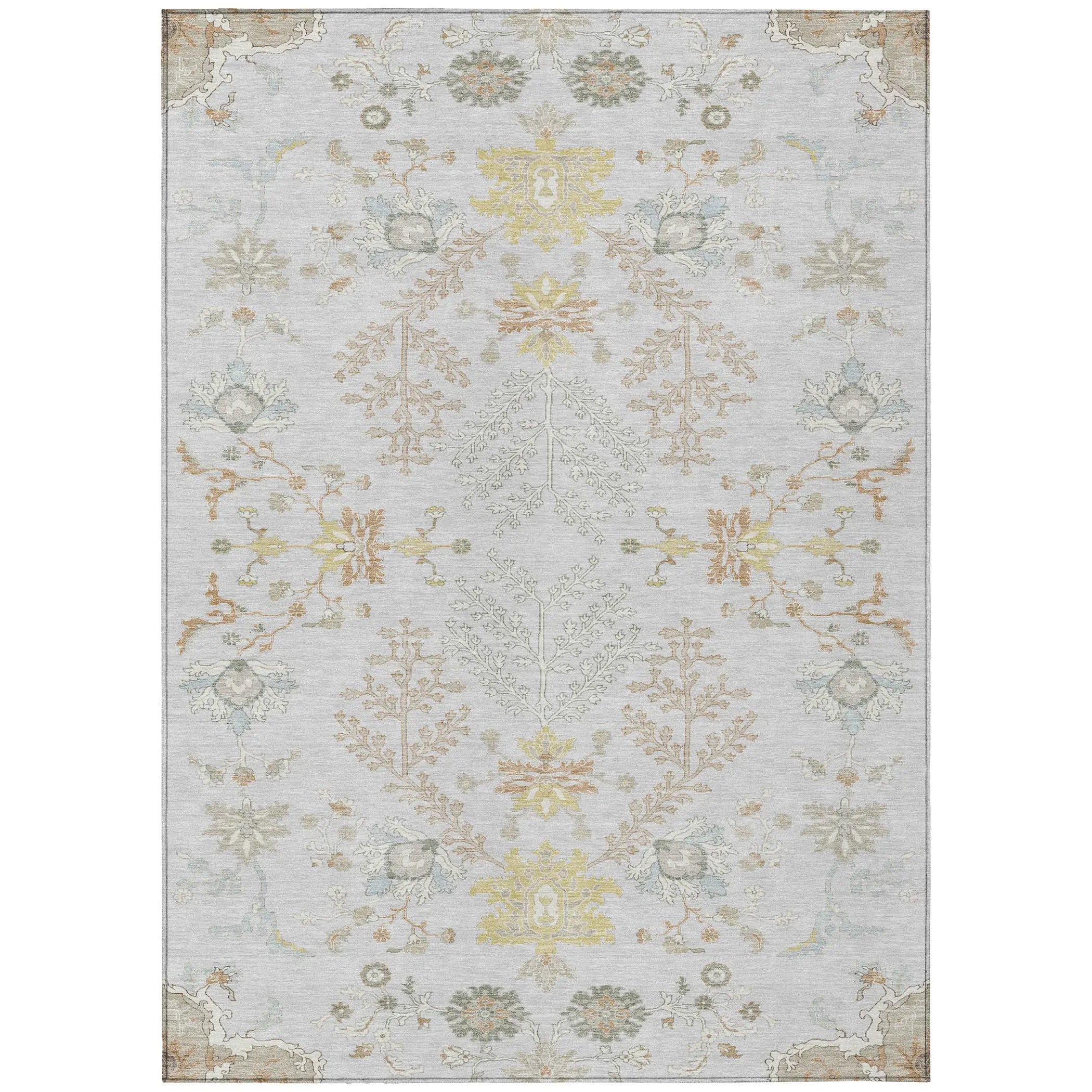 8' X 10' Gray And Ivory Oriental Washable Indoor Outdoor Area Rug Homeroots Outdoor