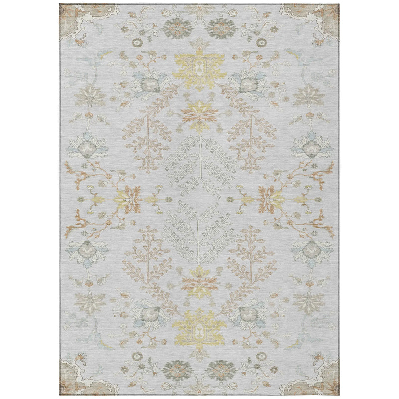 8' X 10' Gray And Ivory Oriental Washable Indoor Outdoor Area Rug Homeroots Outdoor