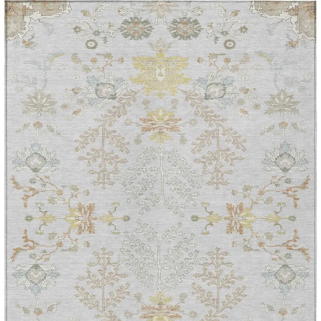 8' X 10' Gray And Ivory Oriental Washable Indoor Outdoor Area Rug Homeroots Outdoor
