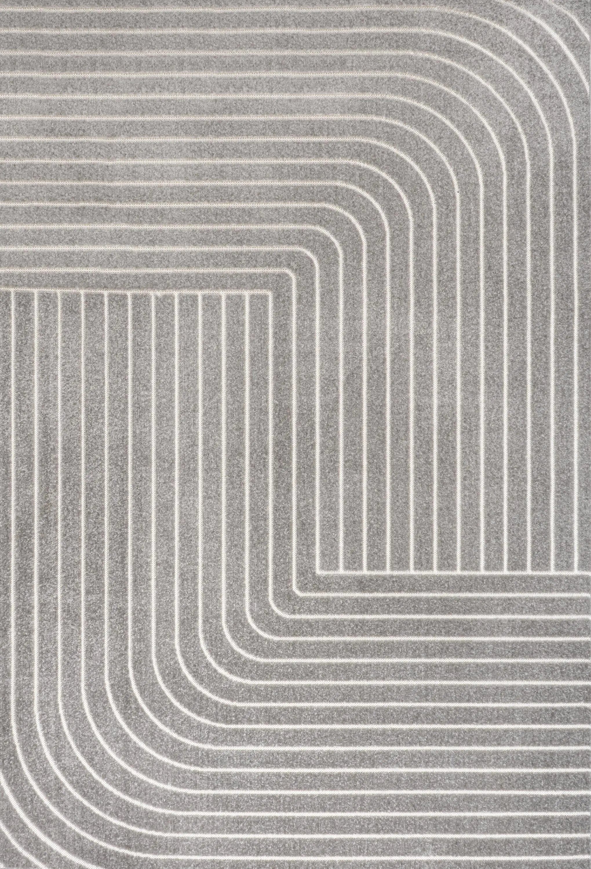 8' X 10' Gray And Ivory Striped Indoor Outdoor Area Rug Homeroots Outdoor