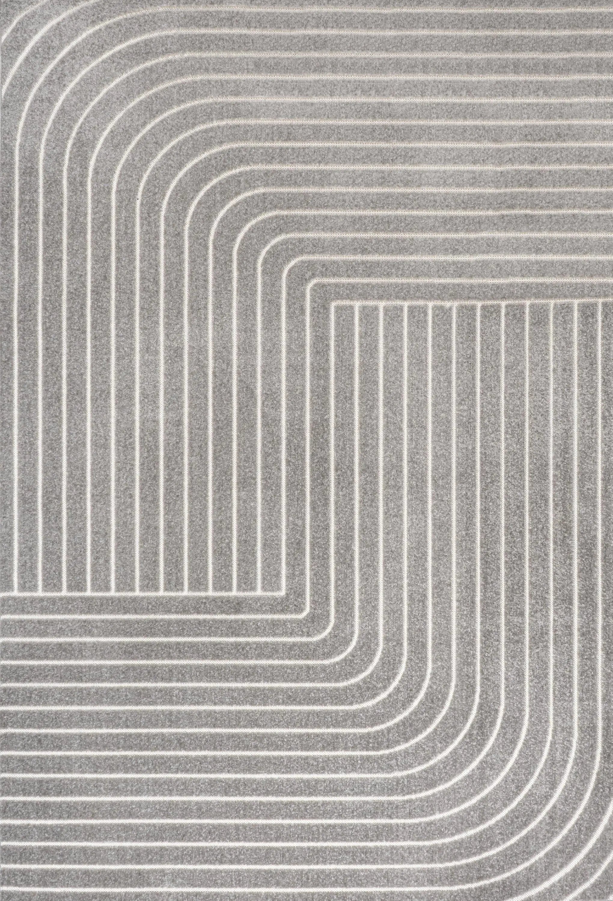 8' X 10' Gray And Ivory Striped Indoor Outdoor Area Rug Homeroots Outdoor