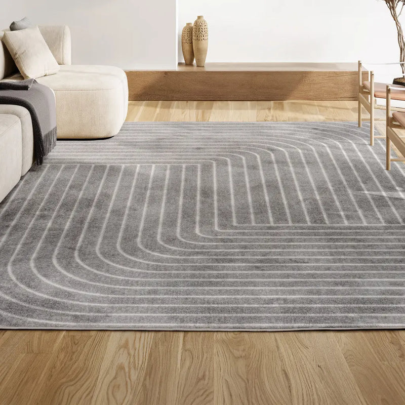 8' X 10' Gray And Ivory Striped Indoor Outdoor Area Rug Homeroots Outdoor
