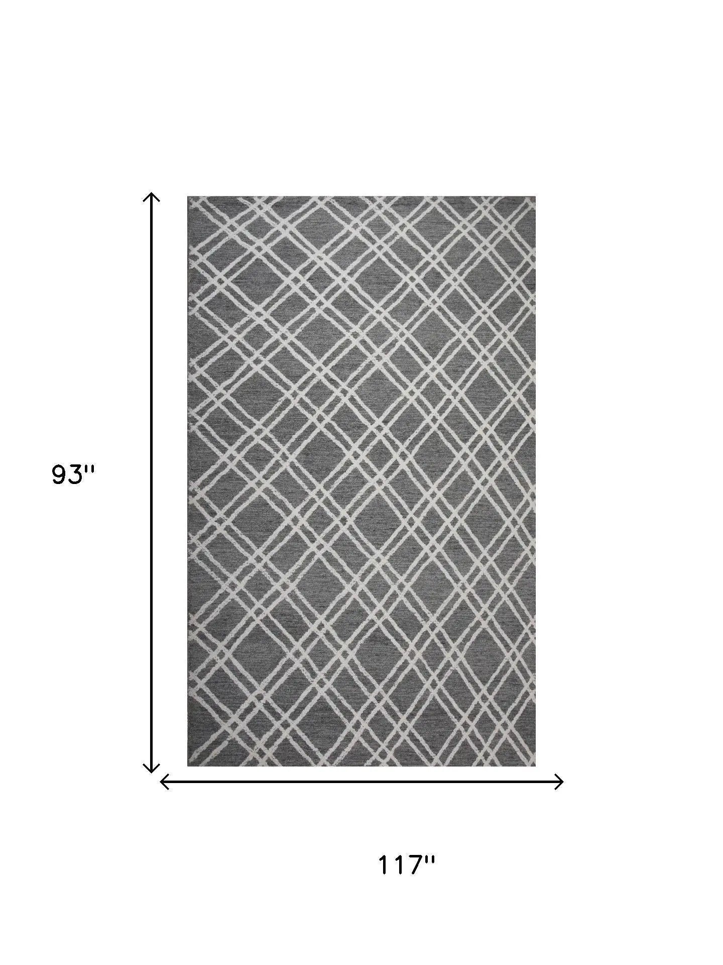 8' X 10' Gray And Ivory Wool Geometric Hand Tufted Area Rug Homeroots Home Decor