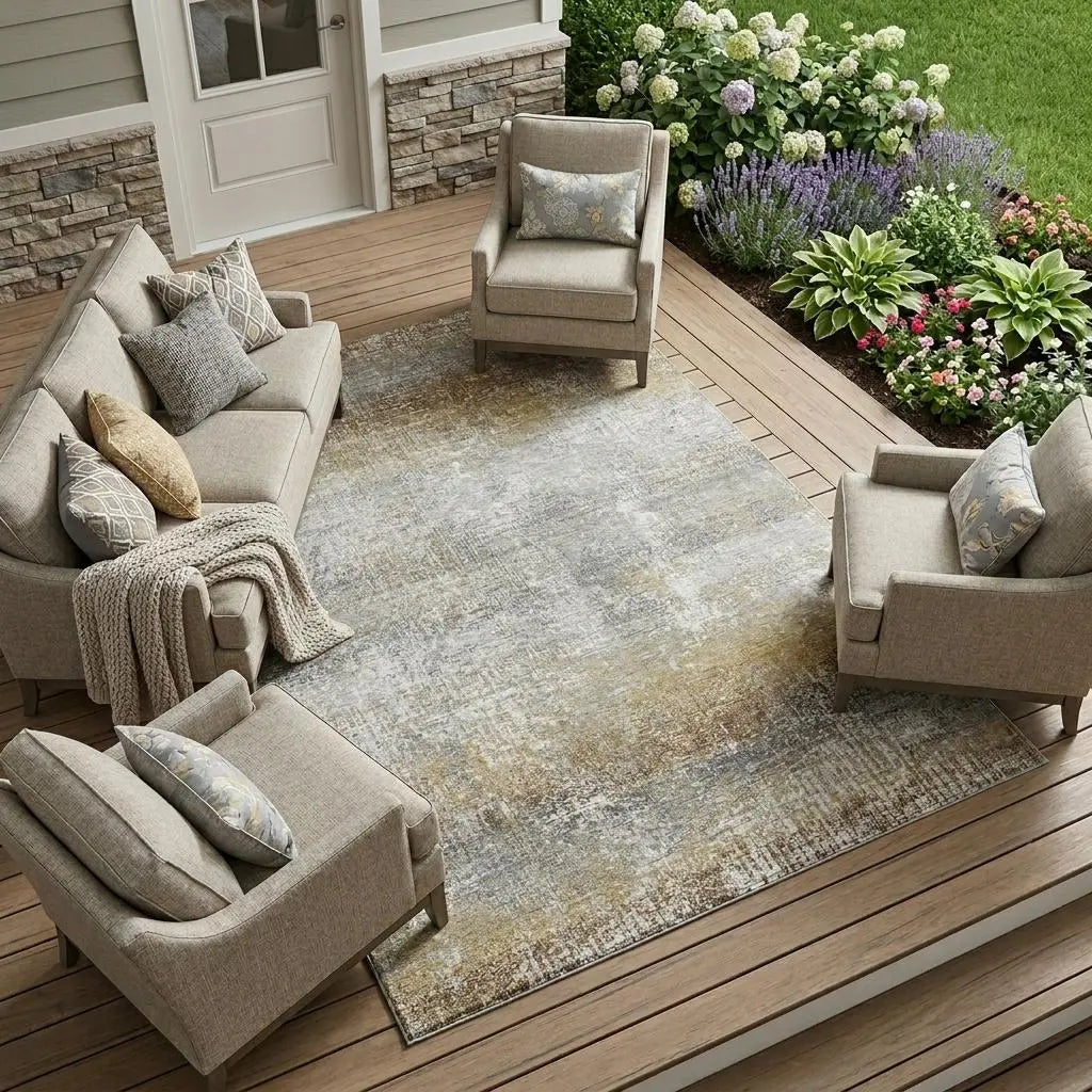 8' X 10' Gray And Khaki Abstract Washable Indoor Outdoor Area Rug Homeroots Outdoor