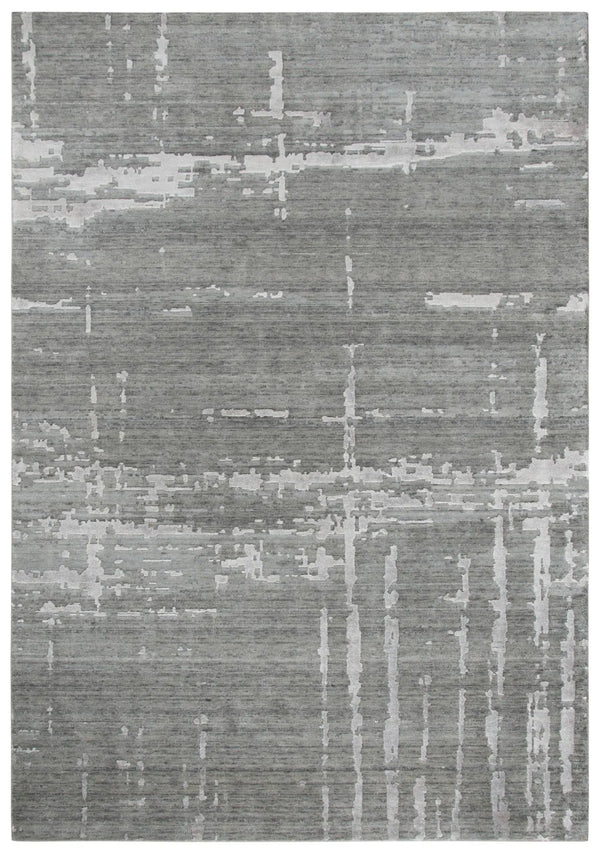 8' X 10' Gray And Light Gray New Zealand Lambs Wool Abstract Hand Carved Handmade Area Rug Homeroots Home Decor