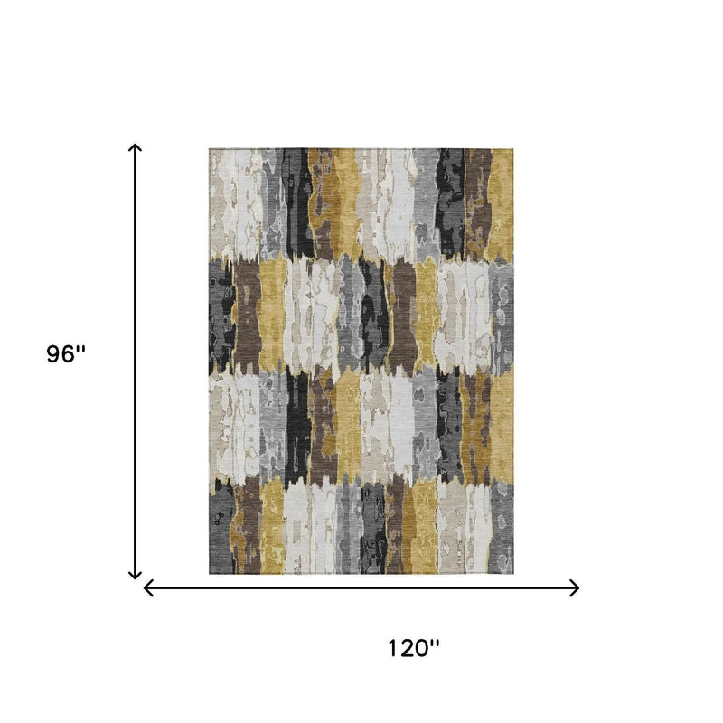 8' X 10' Gray And Linen Abstract Washable Indoor Outdoor Area Rug Homeroots Outdoor