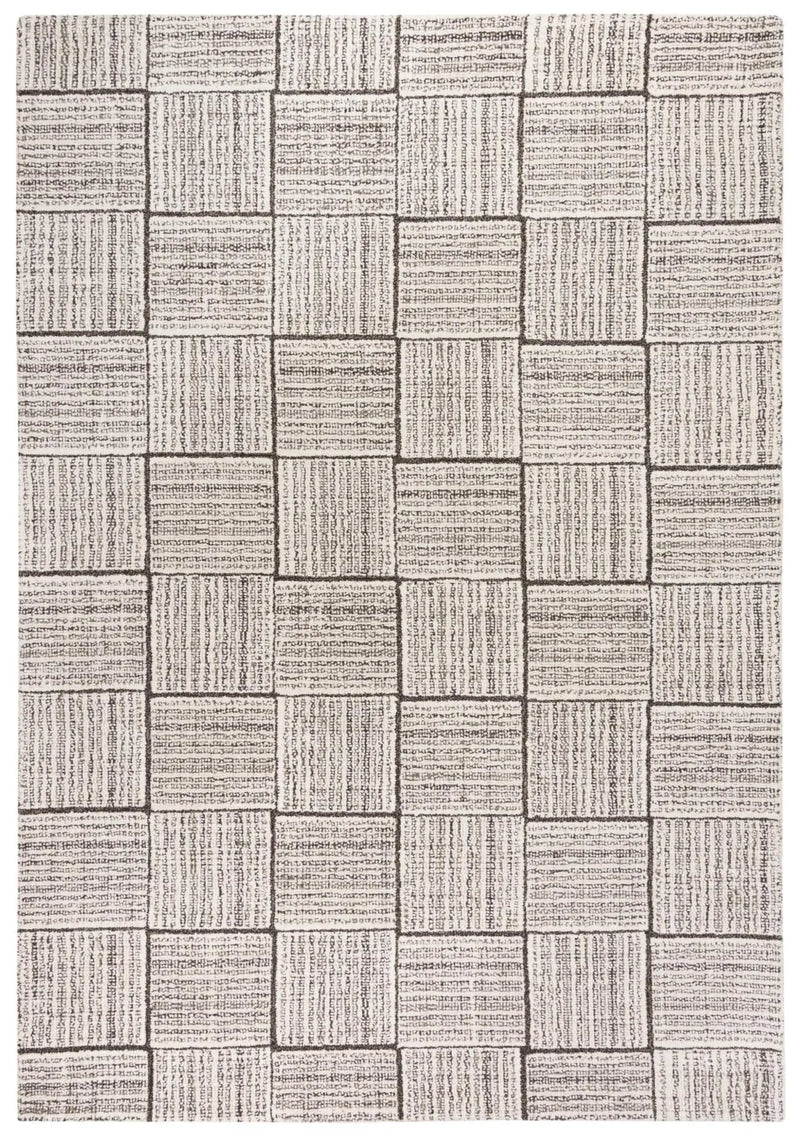 8' X 10' Gray And Natural Wool Checkered Hand Tufted Area Rug Homeroots Home Decor