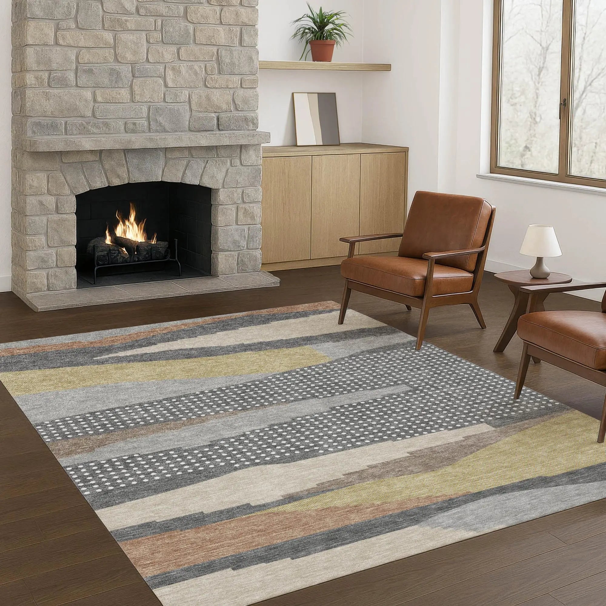 8' X 10' Gray And Pewter Abstract Washable Indoor Outdoor Area Rug Homeroots Outdoor