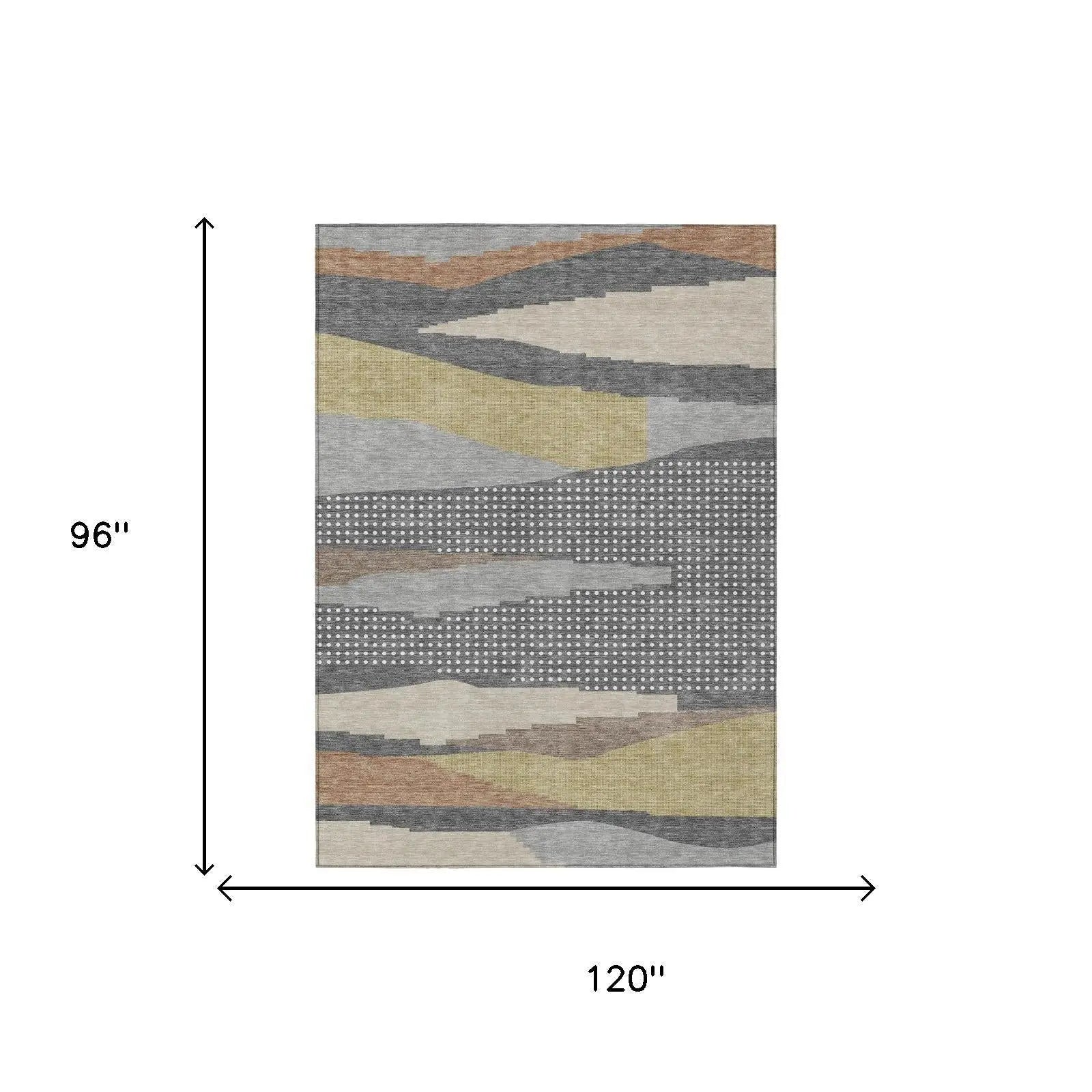 8' X 10' Gray And Pewter Abstract Washable Indoor Outdoor Area Rug Homeroots Outdoor