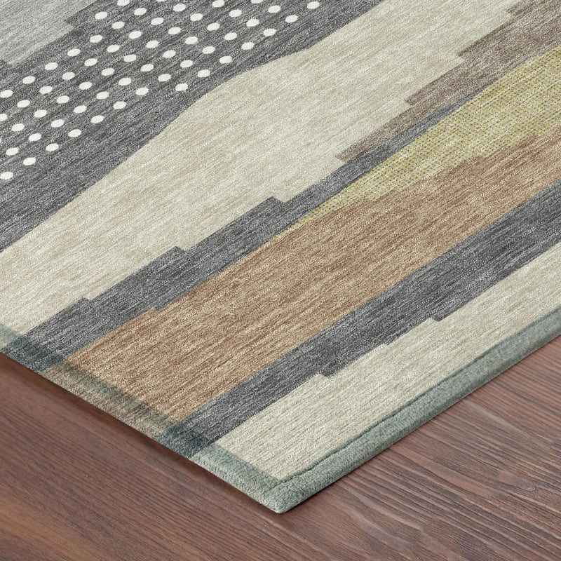 8' X 10' Gray And Pewter Abstract Washable Indoor Outdoor Area Rug Homeroots Outdoor