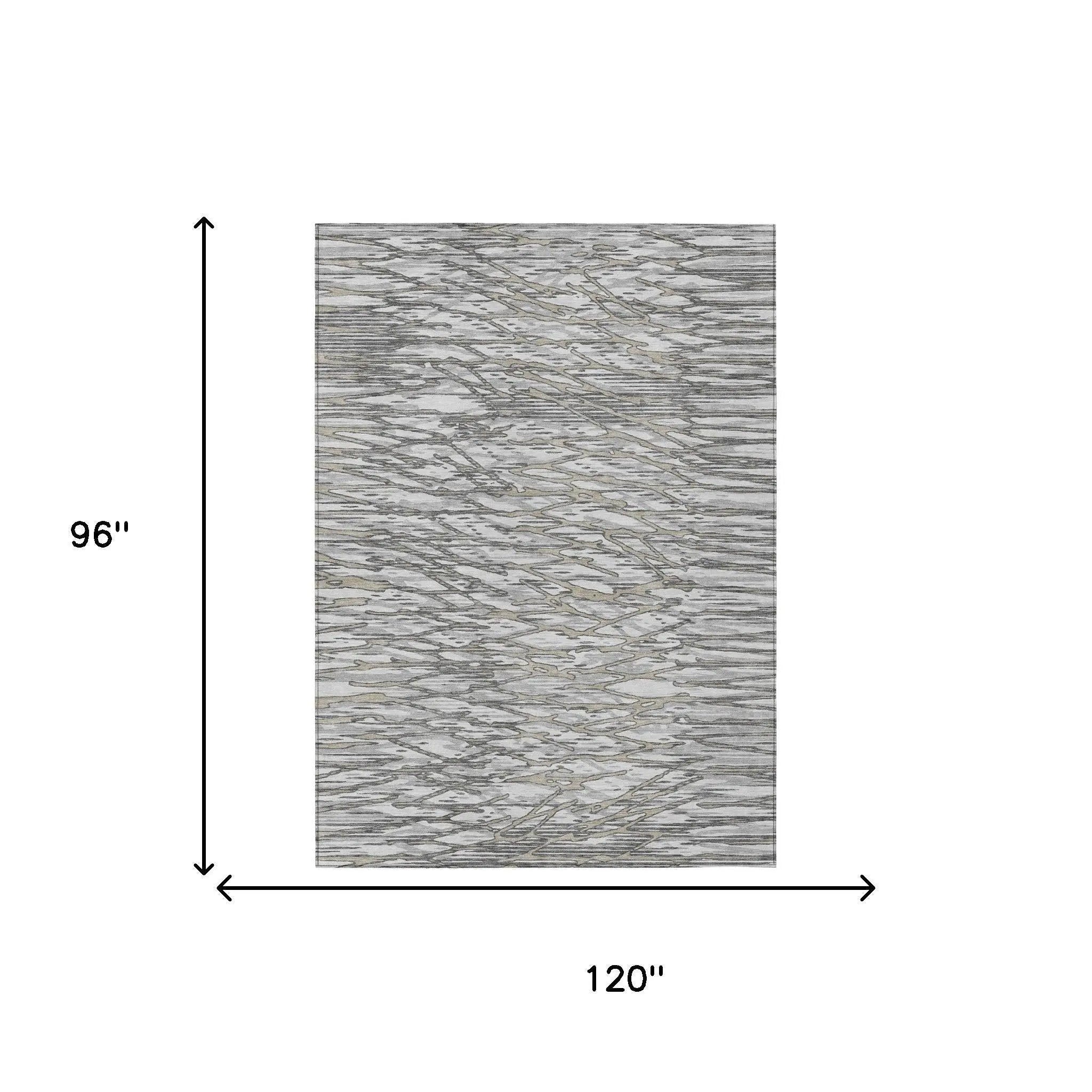 8' X 10' Gray And Pewter Abstract Washable Indoor Outdoor Area Rug Homeroots Outdoor