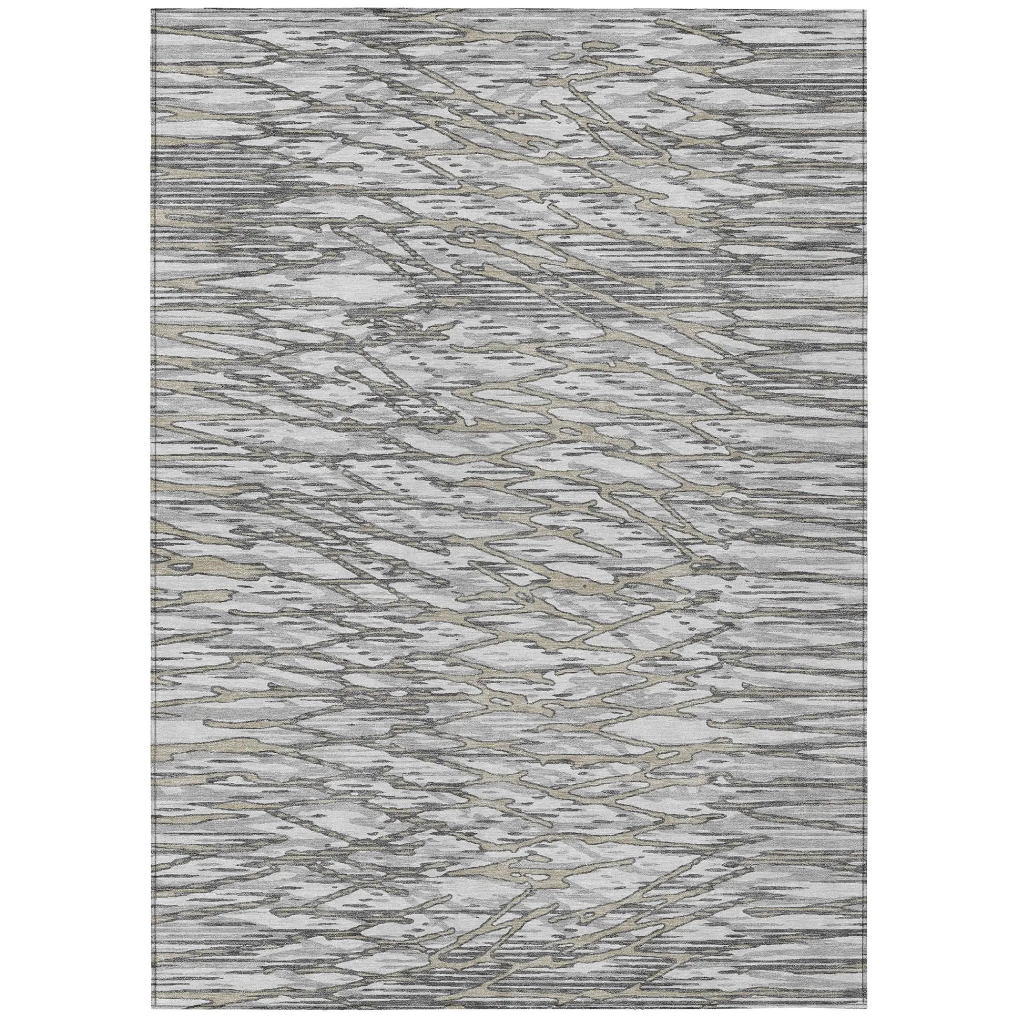 8' X 10' Gray And Pewter Abstract Washable Indoor Outdoor Area Rug Homeroots Outdoor