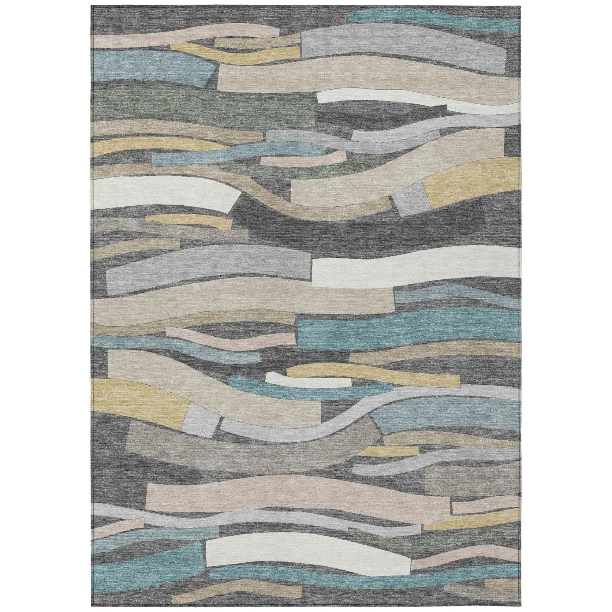 8' X 10' Gray And Pewter Striped Washable Indoor Outdoor Area Rug Homeroots Outdoor