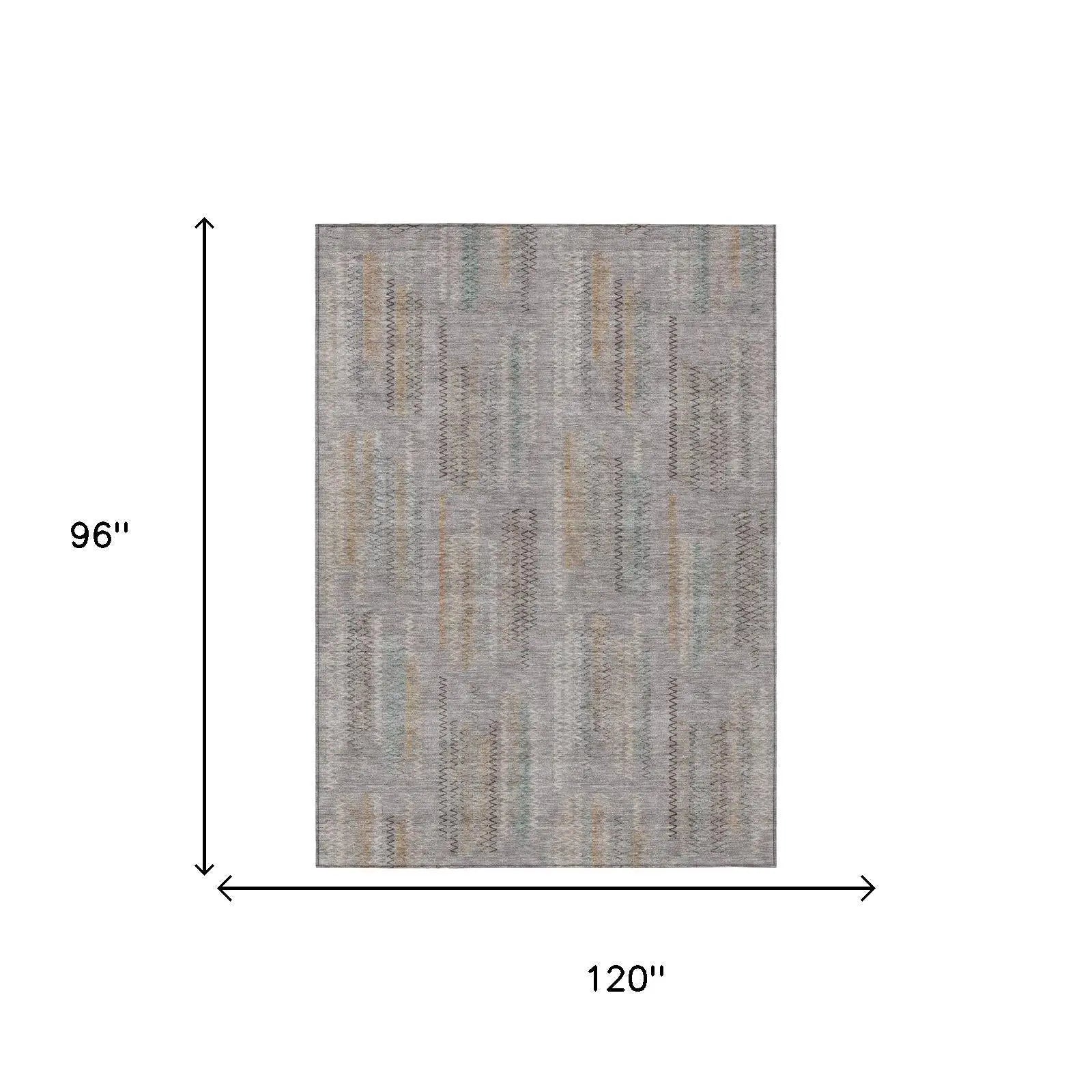 8' X 10' Gray And Silver Abstract Washable Indoor Outdoor Area Rug Homeroots Outdoor