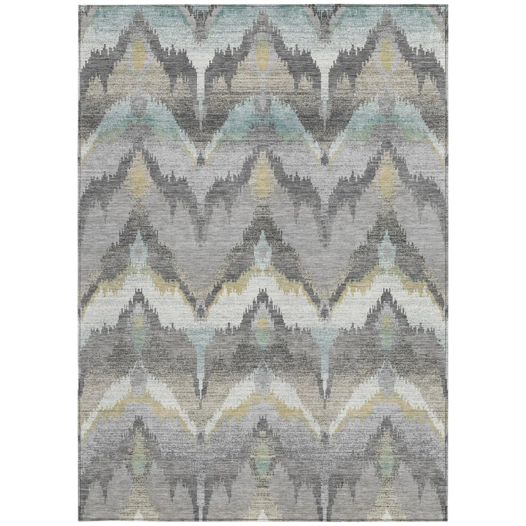 8' X 10' Gray And Silver Abstract Washable Indoor Outdoor Area Rug Homeroots Outdoor