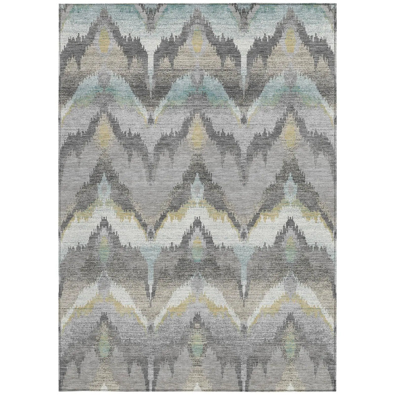 8' X 10' Gray And Silver Abstract Washable Indoor Outdoor Area Rug Homeroots Outdoor