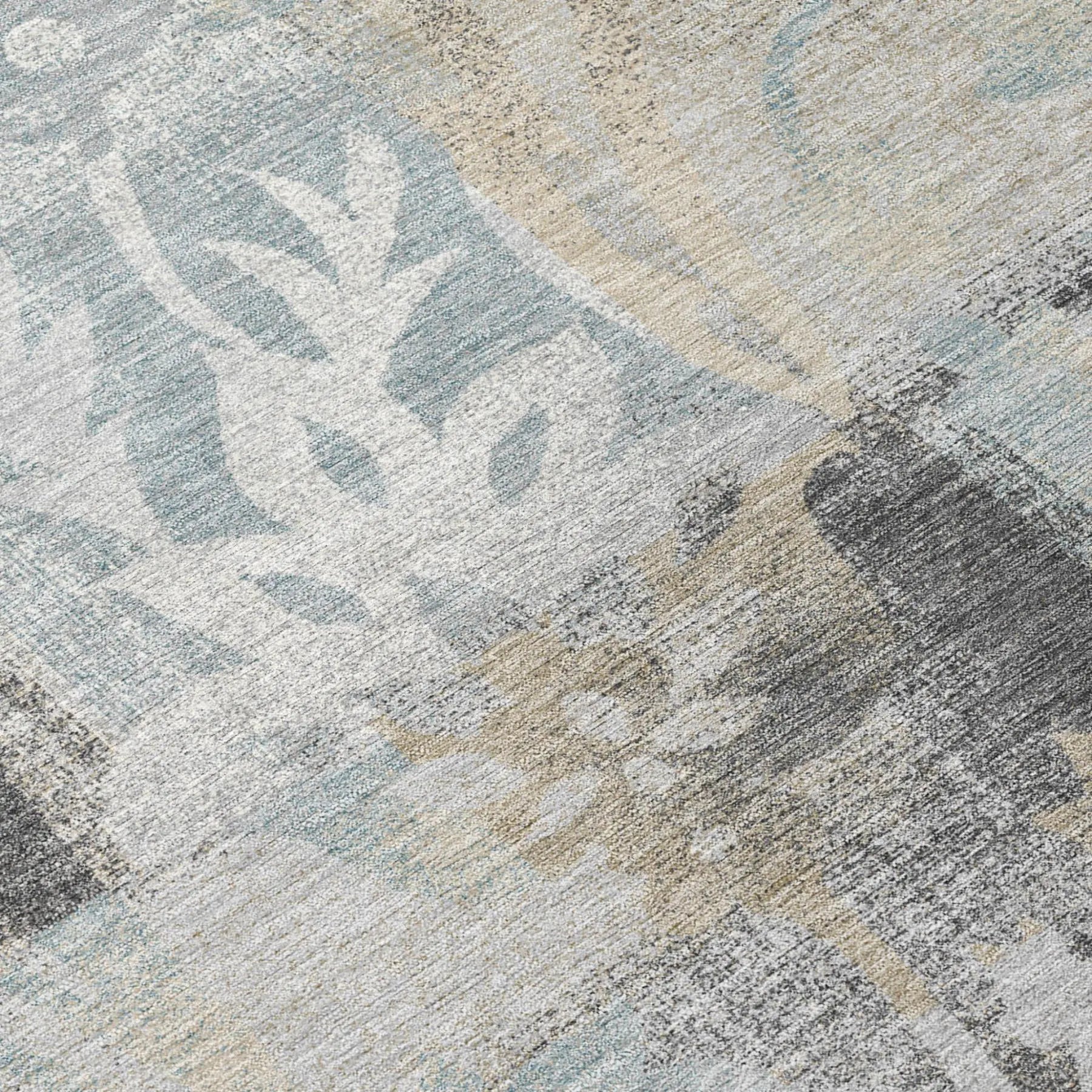 8' X 10' Gray And Silver Botanical Leaves Washable Indoor Outdoor Area Rug Homeroots Outdoor