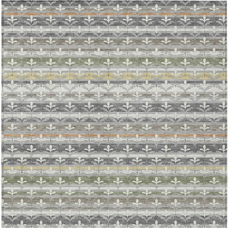 8' X 10' Gray And Silver Damask Washable Indoor Outdoor Area Rug Homeroots Outdoor