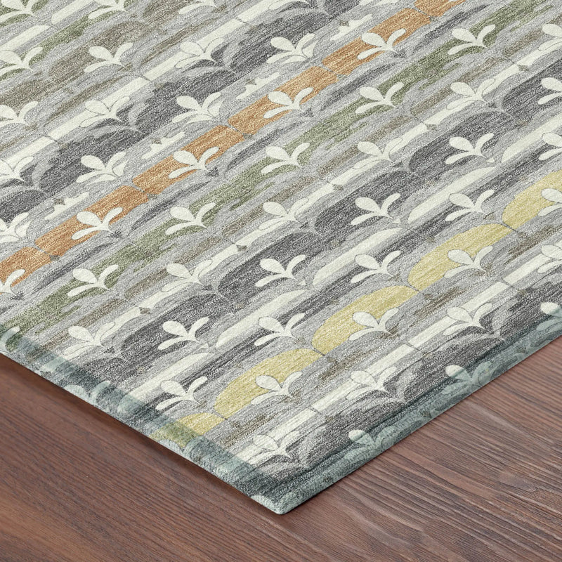 8' X 10' Gray And Silver Damask Washable Indoor Outdoor Area Rug Homeroots Outdoor
