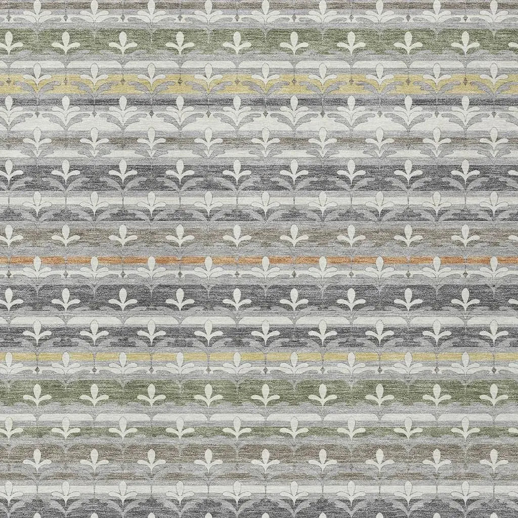 8' X 10' Gray And Silver Damask Washable Indoor Outdoor Area Rug Homeroots Outdoor
